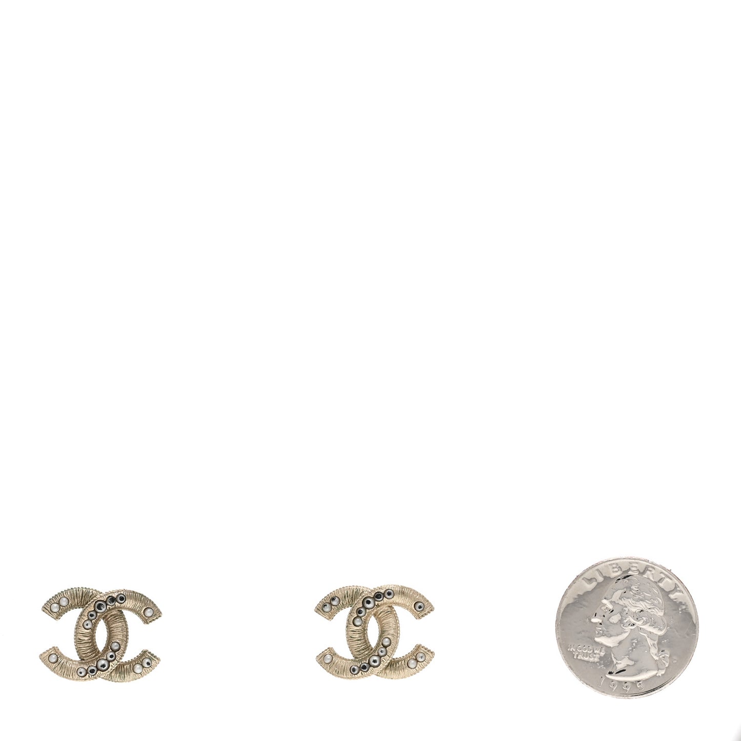 Pearl Textured CC Earrings Gold
