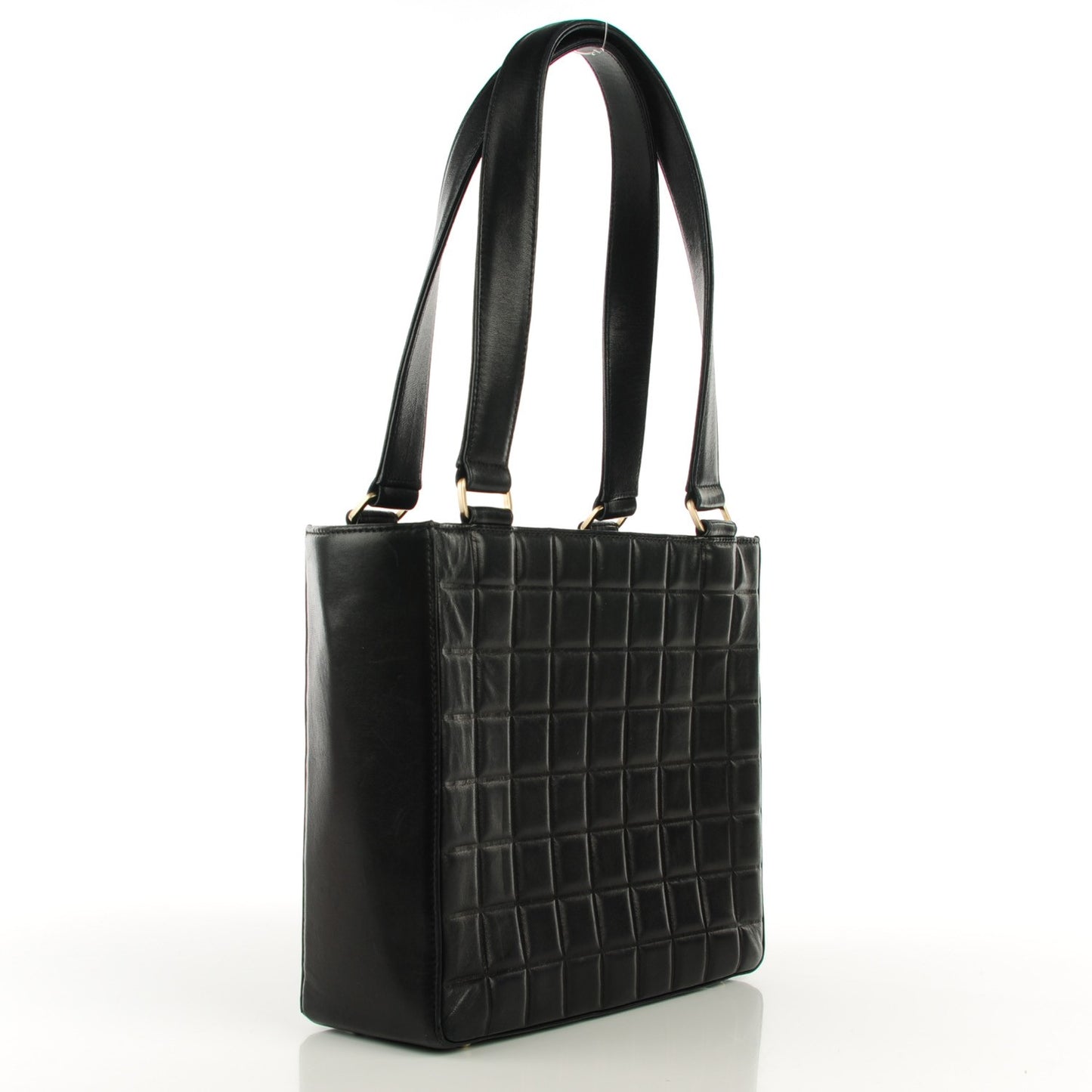Lambskin Quilted Chocolate Bar Tote Black