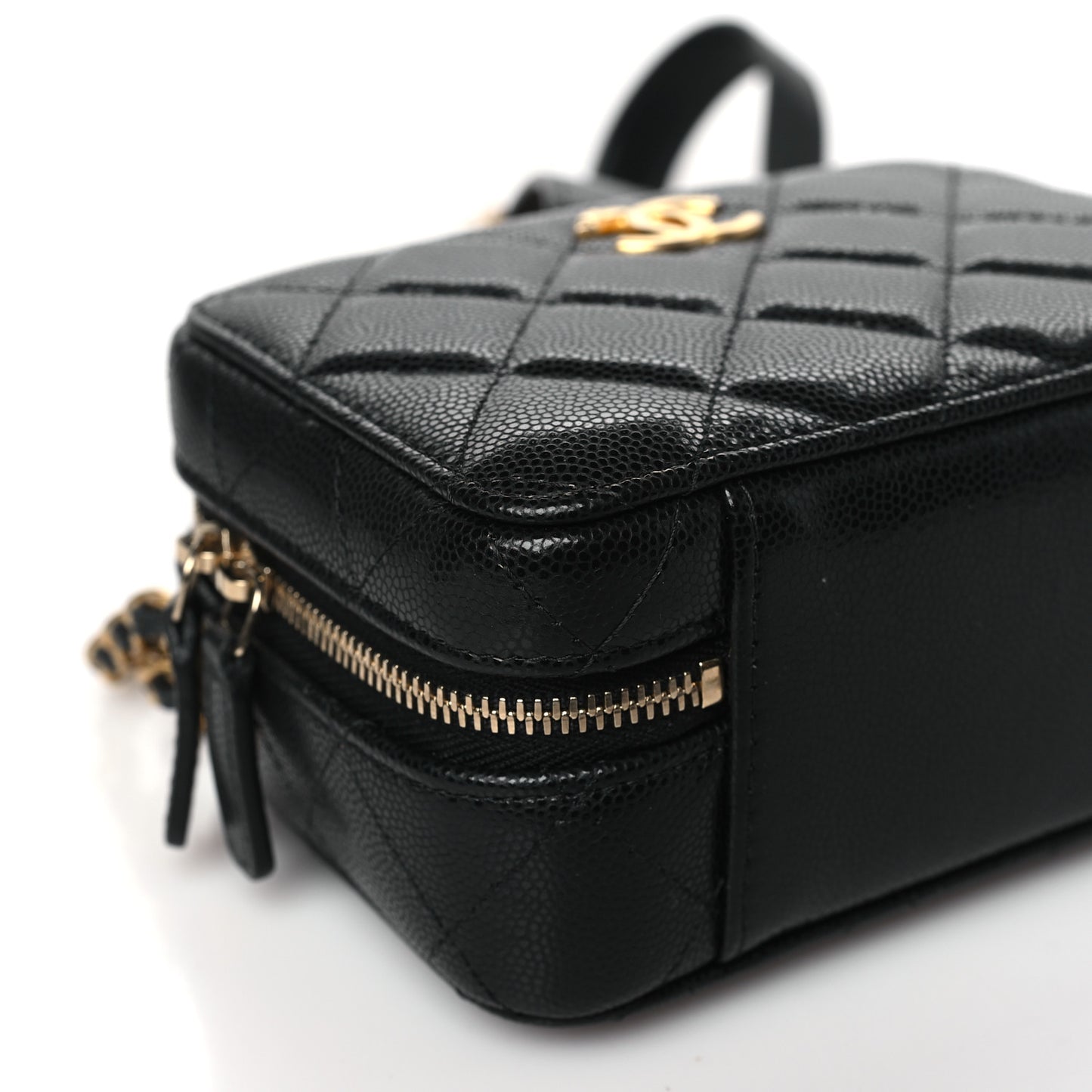 Caviar Quilted Twist Your Buttons Clutch With Chain Black