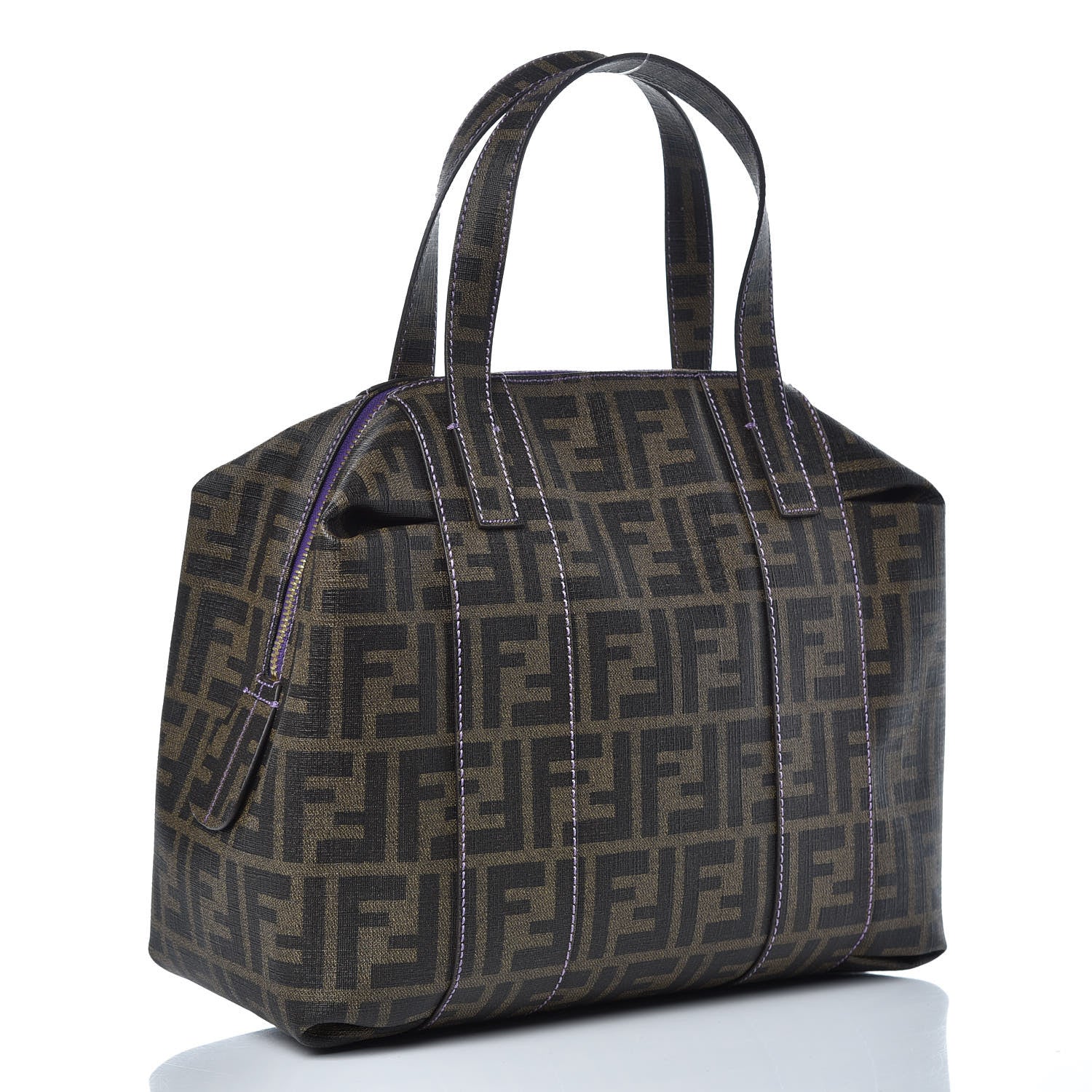 Fendi Zucca Spalmati Bowler Tobacco Viola 3 of 9