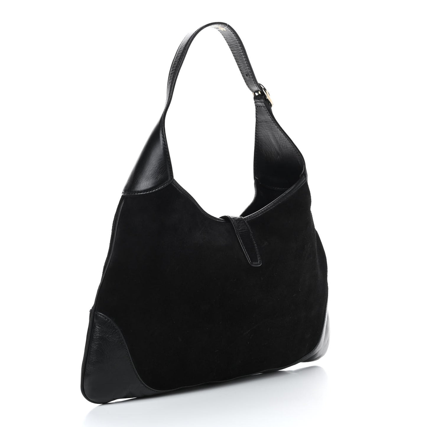 Suede Studded Medium Jackie O Bouvier Hobo Black