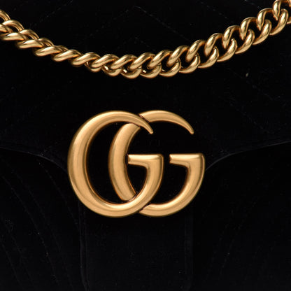Gucci Velvet Matelasse Small GG Marmont Shoulder Bag Black 9 of 14