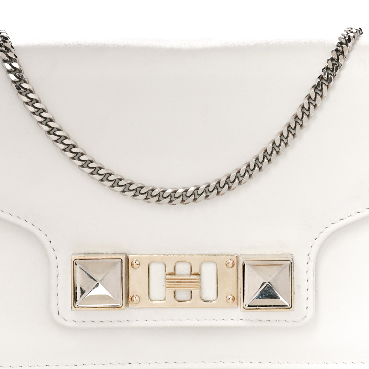 Lambskin PS11 Chain Wallet White