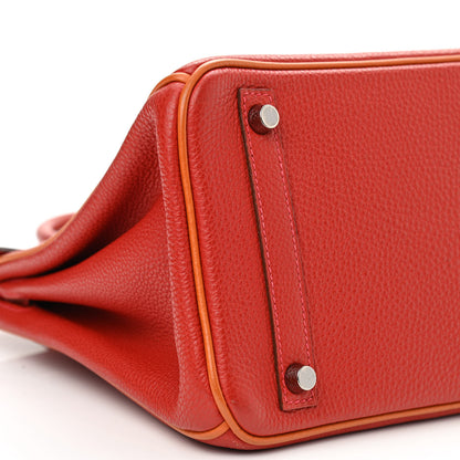 Hermes Togo Bi-Color Birkin 30 Rouge Casaque Potiron 7 of 17