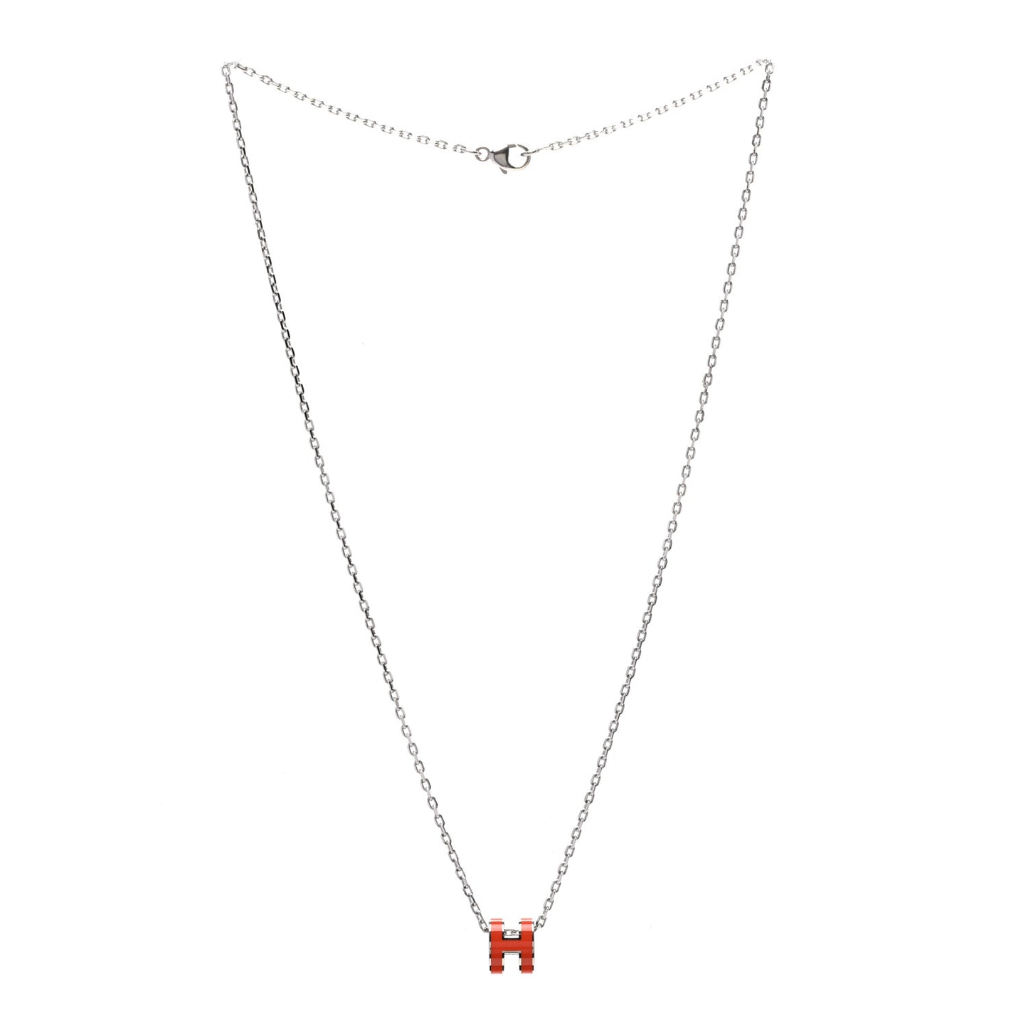 Lacquered Palladium Mini Pop H Pendant Necklace Orange