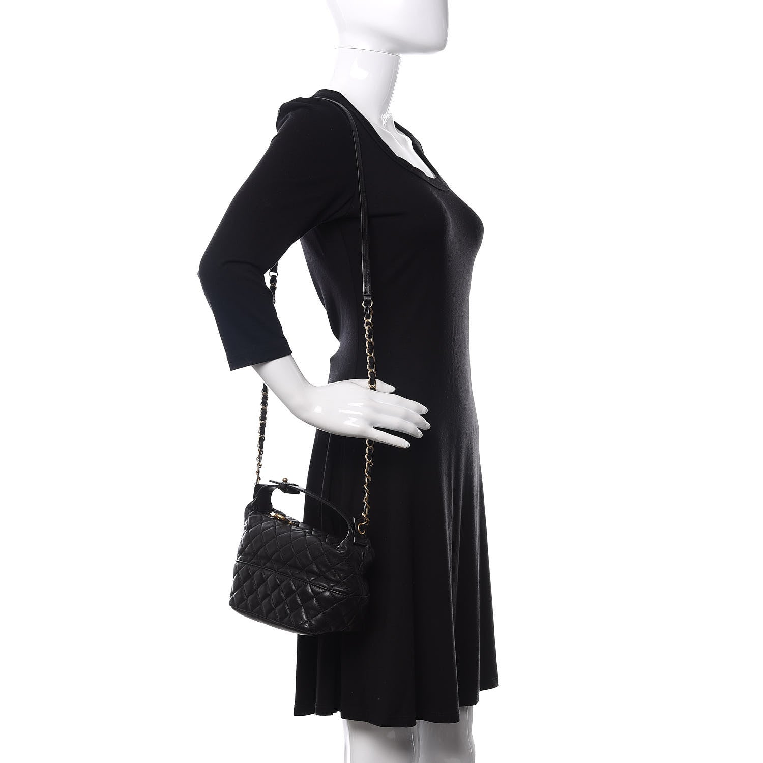 Chanel Lambskin Quilted Small Hobo Black 2 of 10