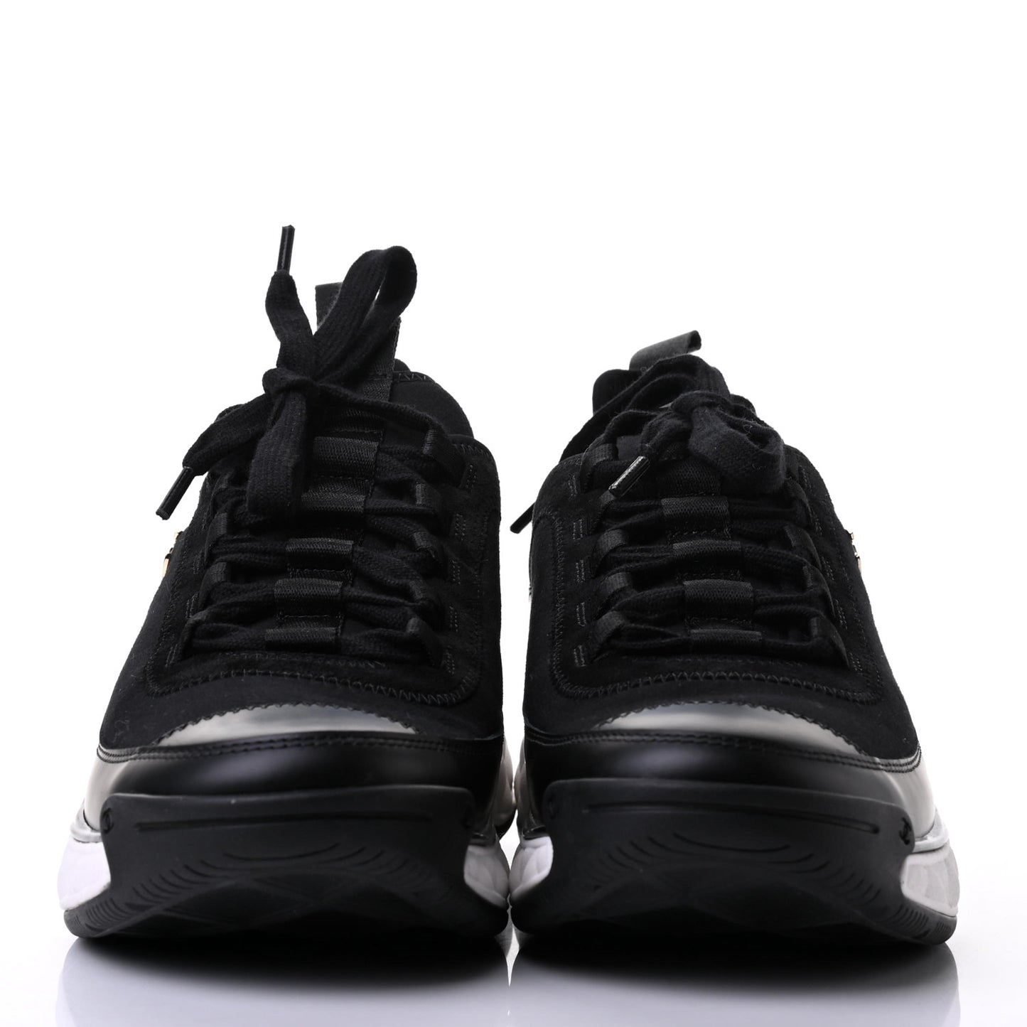 Fabric Calfskin Suede CC Sneakers 39 Black