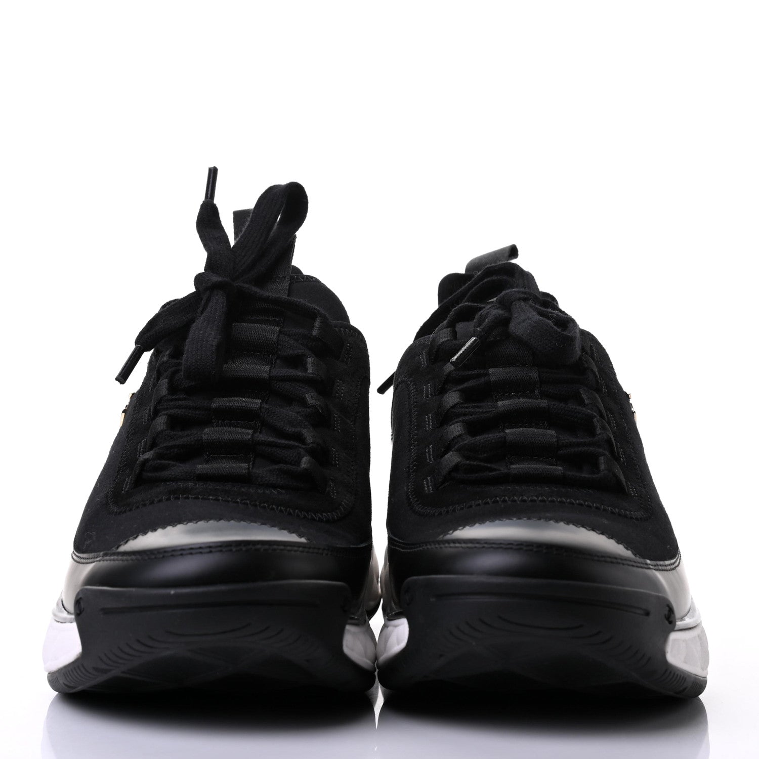 Chanel Fabric Calfskin Suede CC Sneakers 39 Black 2 of 6