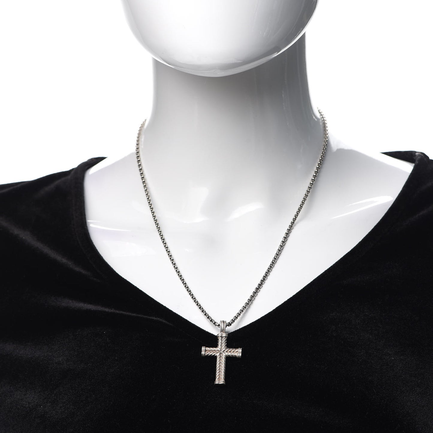 Sterling Silver Chevron Cross Pendant Necklace