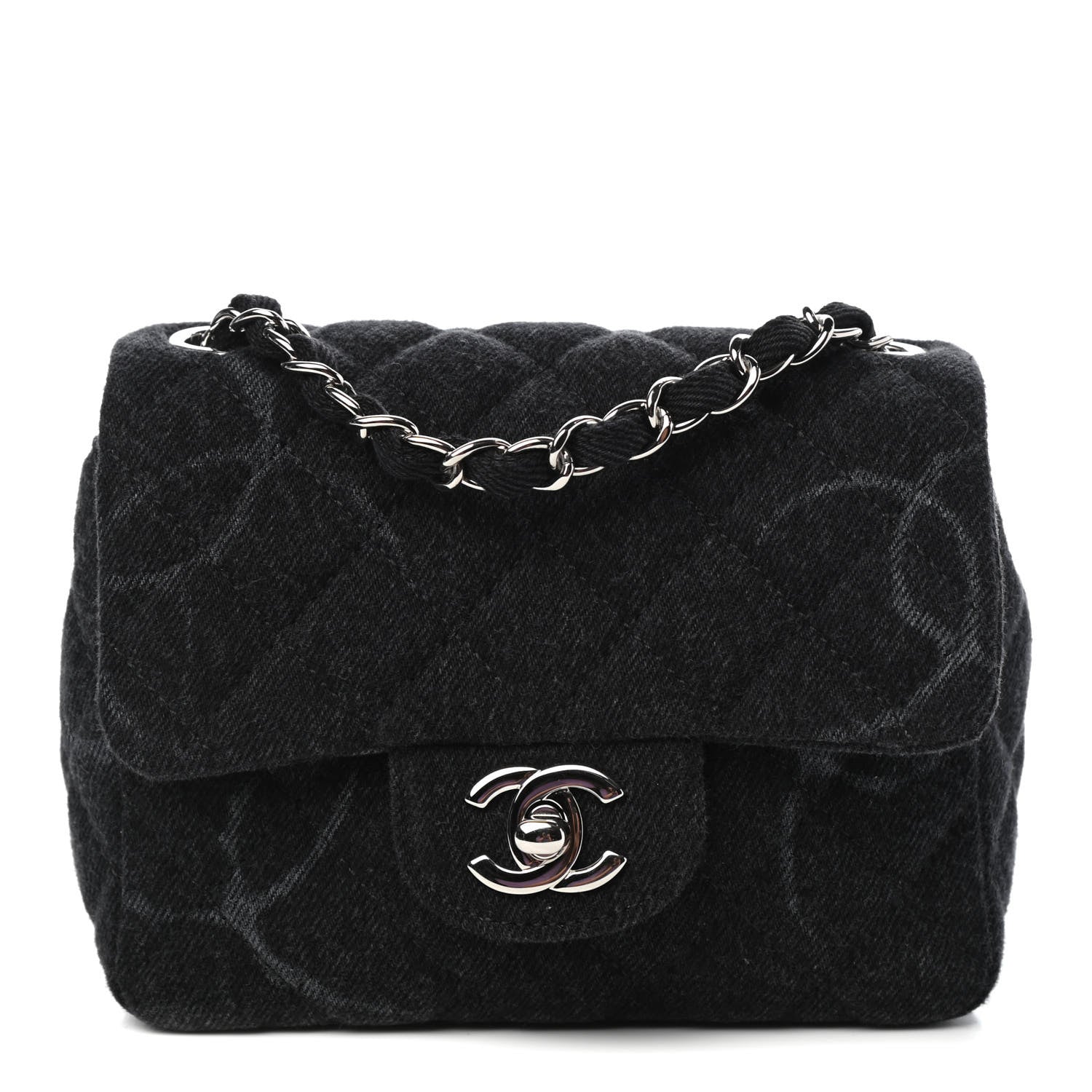 Chanel Denim CC Quilted Mini Square Flap Black 1 of 10