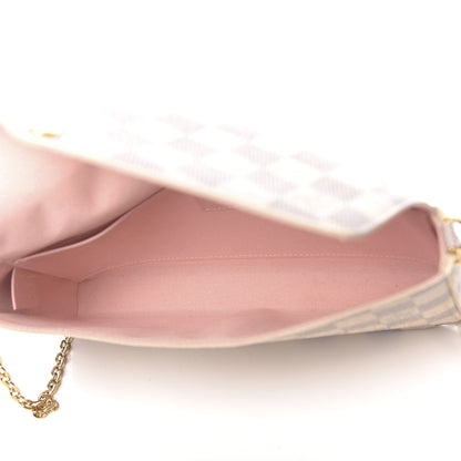 Louis Vuitton Damier Azur Pochette Felicie Chain Wallet Rose Ballerine 6 of 11