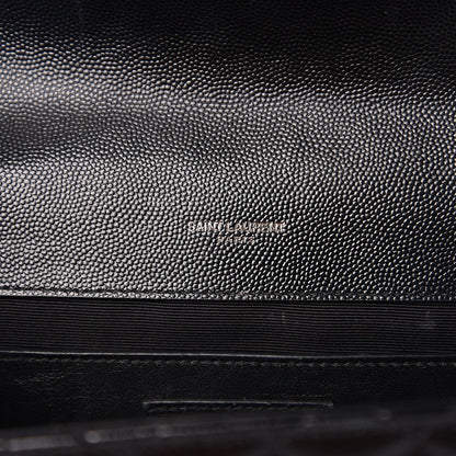 Saint Laurent Grain De Poudre Textured Mixed Matelasse Triquilt Medium Monogram Satchel Black 5 of 11