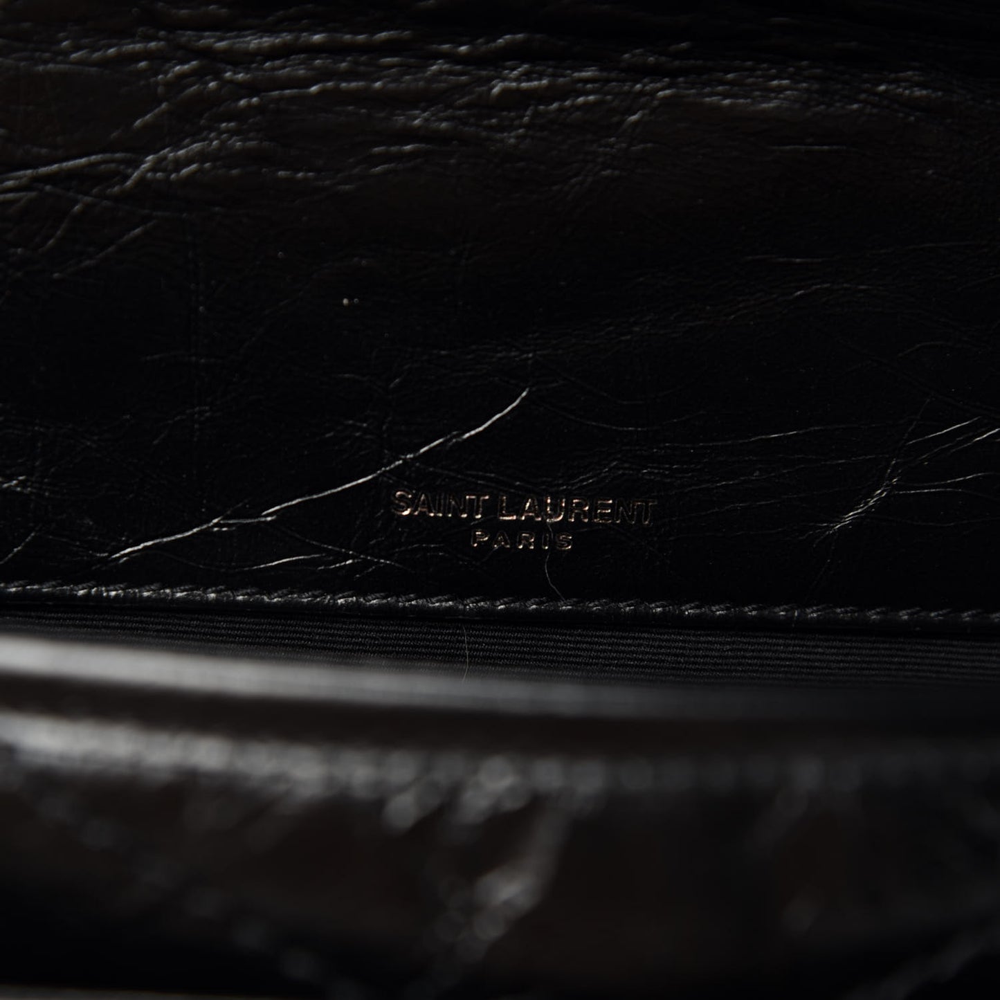 Crinkled Calfskin Matelasse Monogram Baby Niki Chain Satchel Black