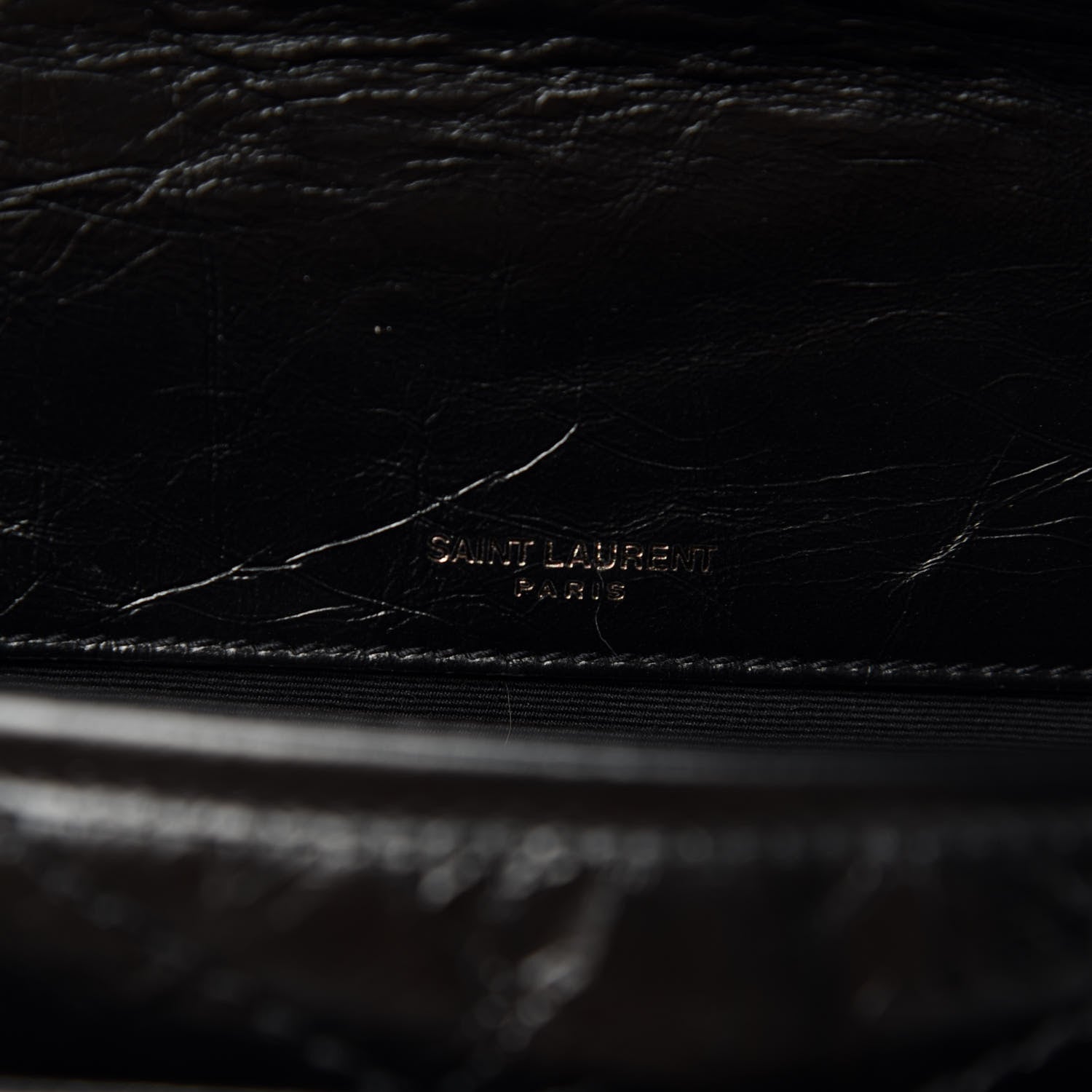 Saint Laurent Crinkled Calfskin Matelasse Monogram Baby Niki Chain Satchel Black 9 of 12