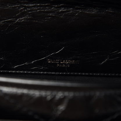 Saint Laurent Crinkled Calfskin Matelasse Monogram Baby Niki Chain Satchel Black 9 of 12