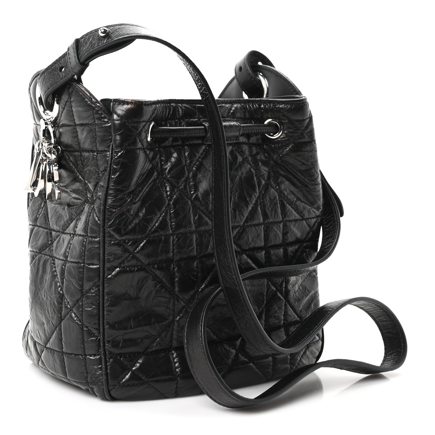 Christian Dior Crinkled Calfskin Macrocannage Small D-Motion Bag Black 3 of 10