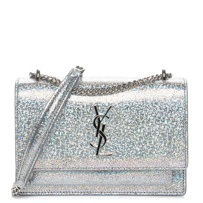 Saint Laurent Metallic Crackled Calfskin Monogram Sunset Chain Wallet Star Light 1 of 9