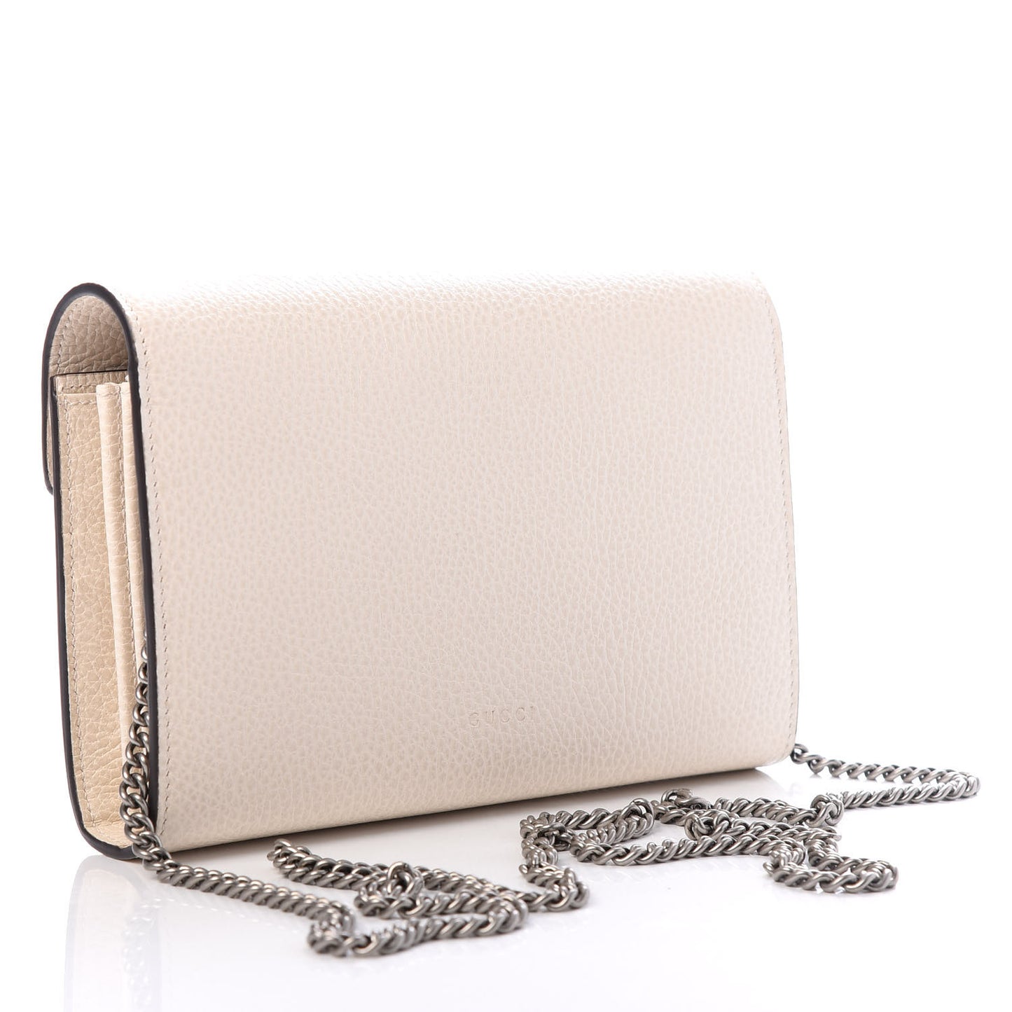 Dollar Calfskin Mini Dionysus Chain Wallet Mystic White