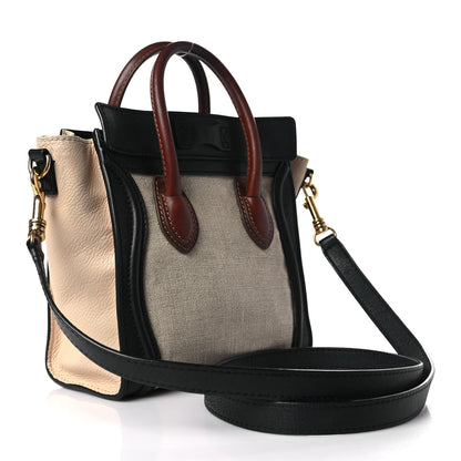 Celine Canvas Smooth Calfskin Nano Tri-Color Luggage Natural Black Tan 3 of 9