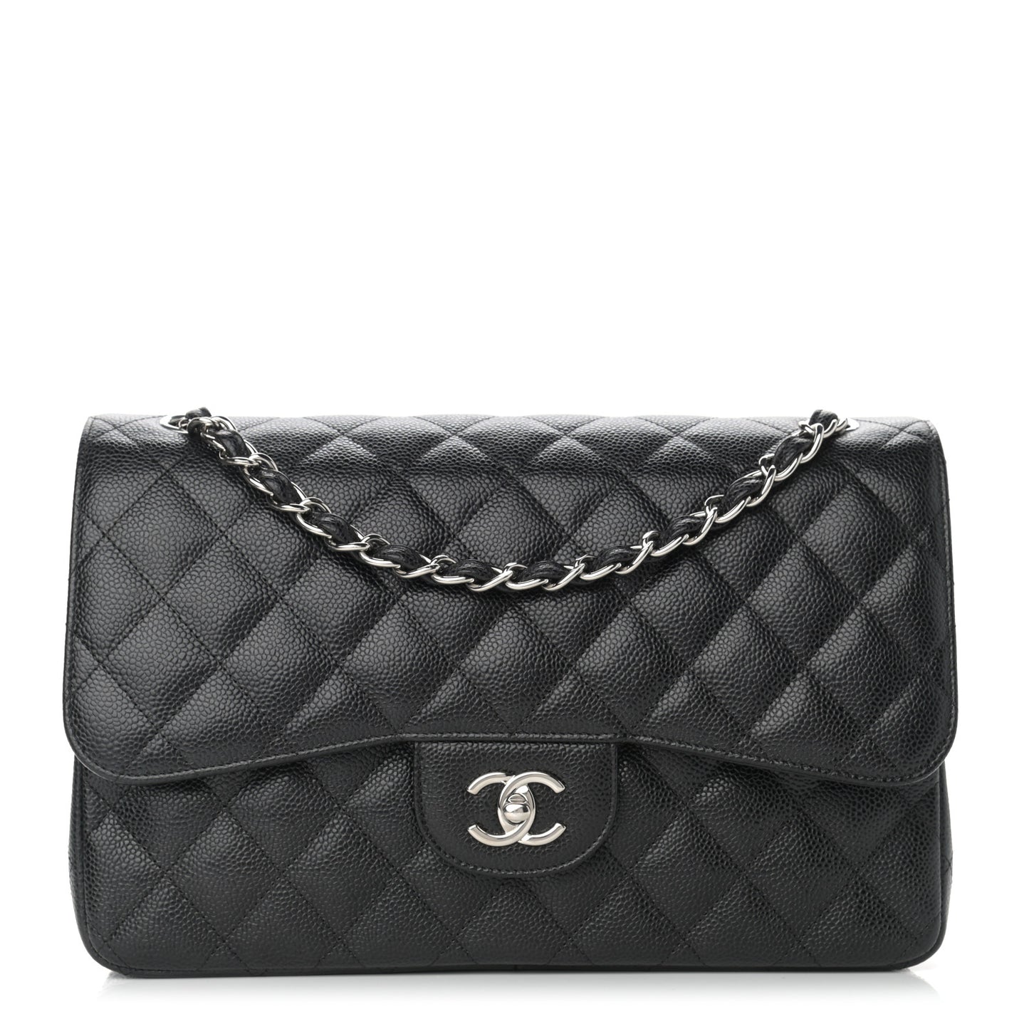 Caviar Quilted Jumbo Double Flap Black