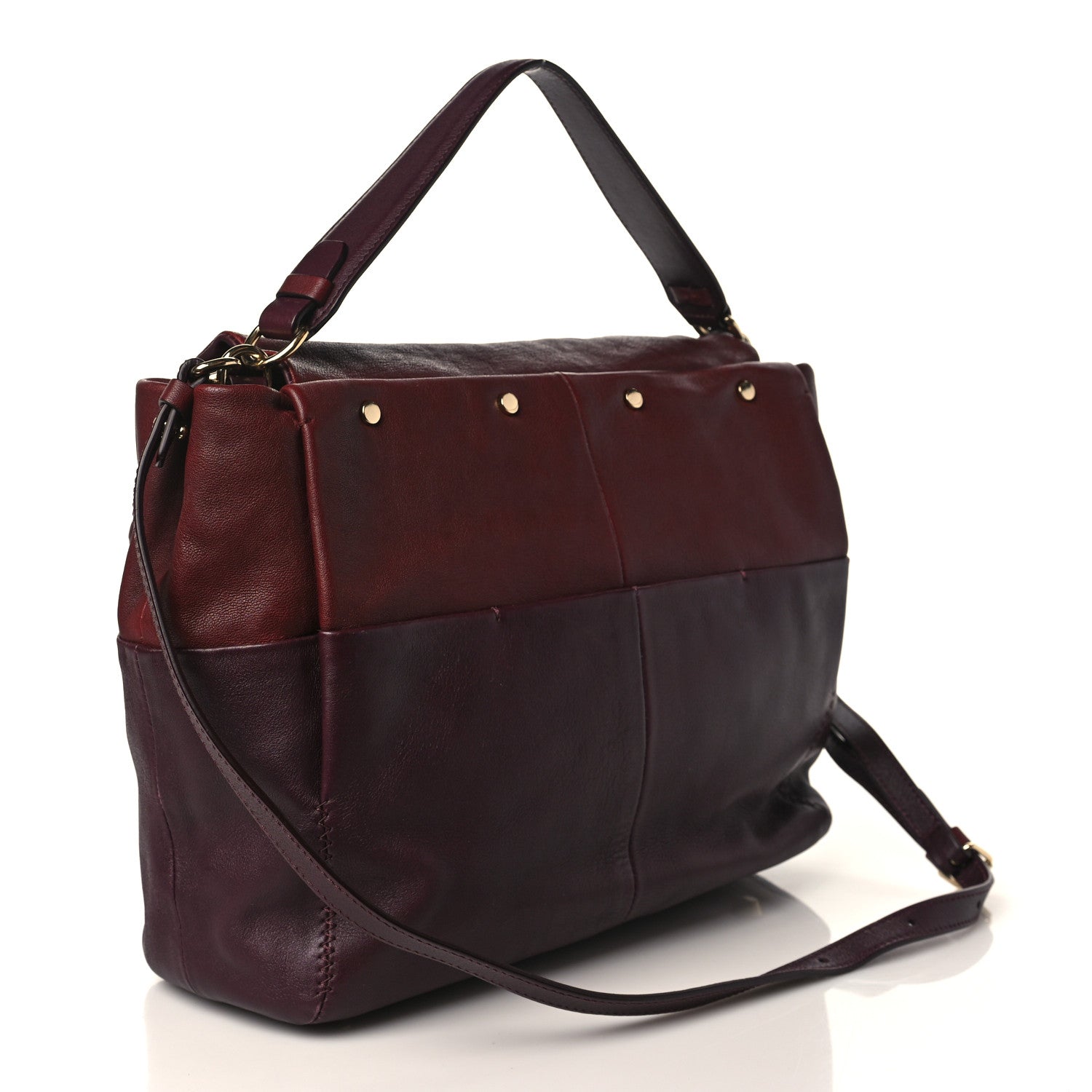 Lanvin Goatskin Medium Double Carry Burgundy Aubergine 3 of 9