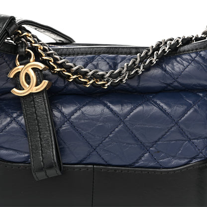 Chanel Aged Calfskin Quilted Small Gabrielle Hobo Navy Black 8 of 13