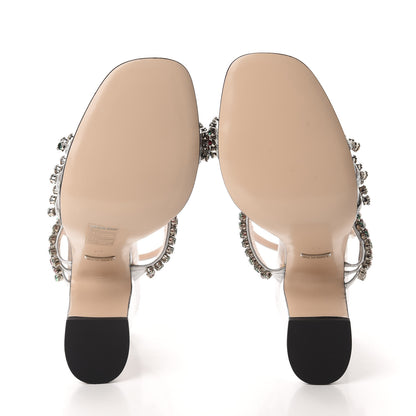 Gucci Nappa Silk Crystal Bertie High Heel Sandals 40 Argento 6 of 9