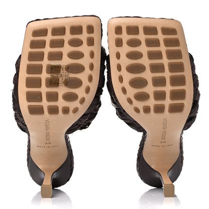 Bottega Veneta Raffia Twisted Intrecciato Stretch Mule Sandals 35 Bitter Chocolate 5 of 10