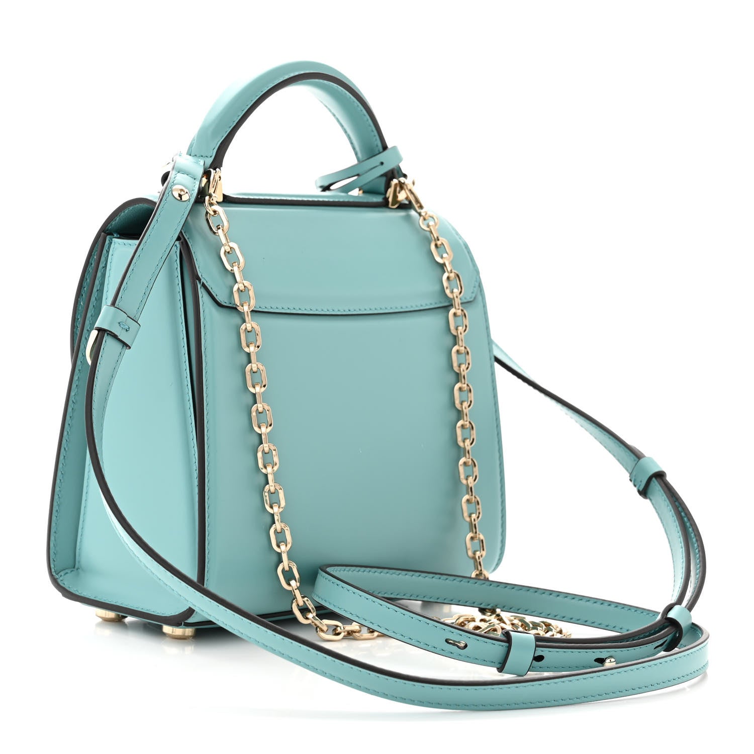 Salvatore Ferragamo Smooth Calfskin Mini Boxyz Tyrone Turquoise 3 of 9