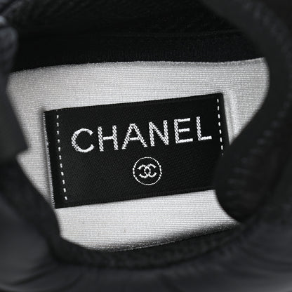 Chanel Nylon Suede Calfskin CC Sneakers 38.5 Black 7 of 8