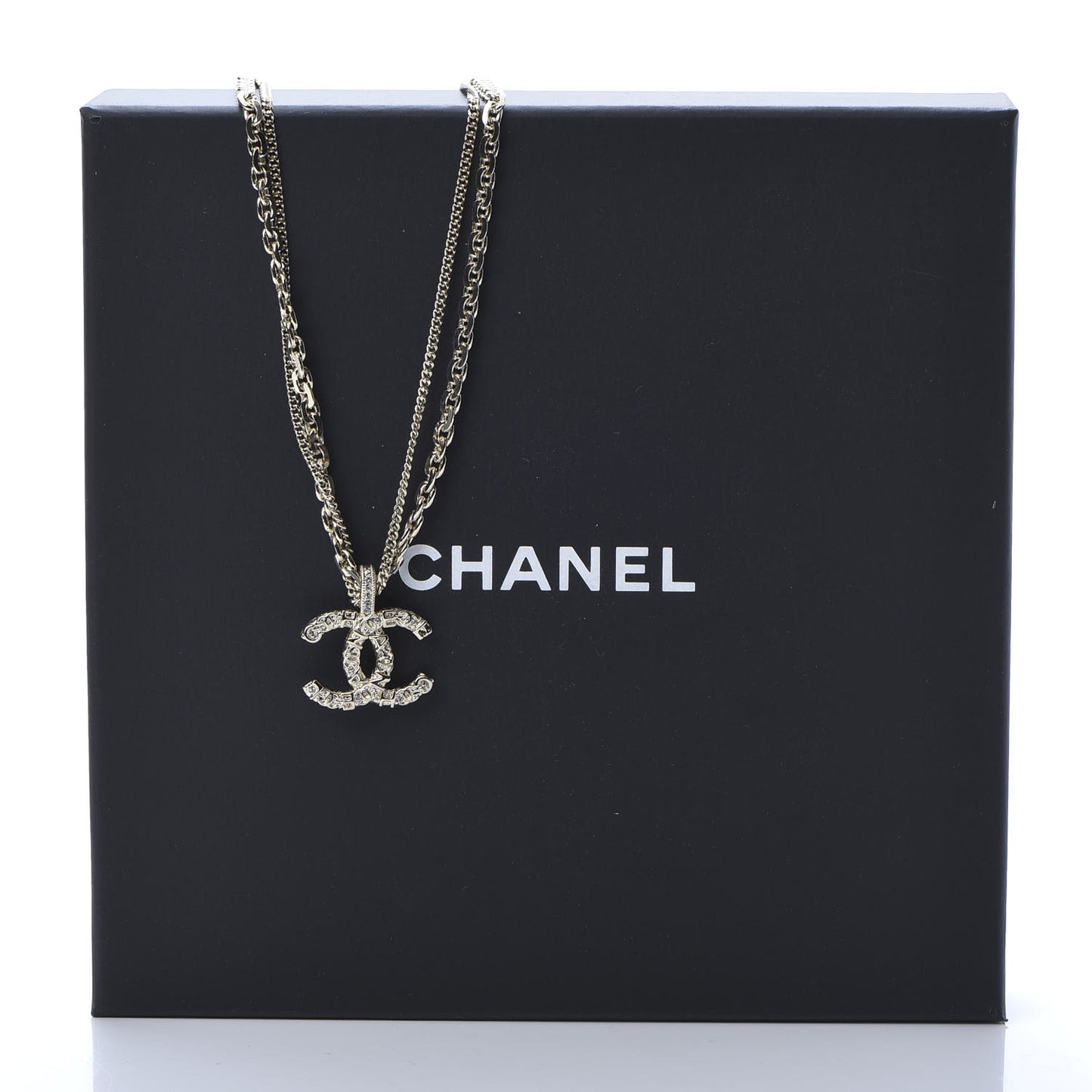 Crystal CC Multi Strand Chain Necklace Gold