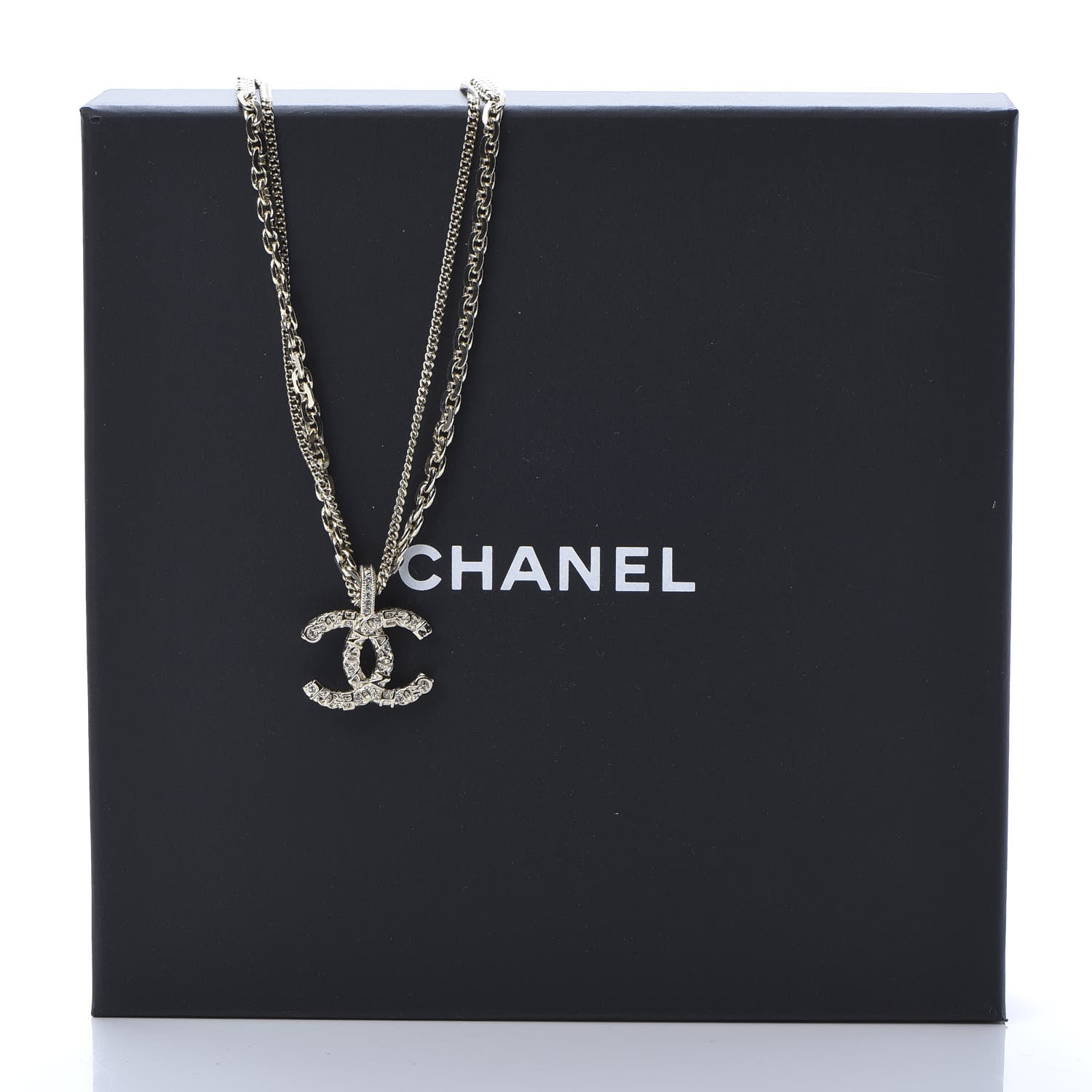 Chanel Crystal CC Multi Strand Chain Necklace Gold 5 of 5