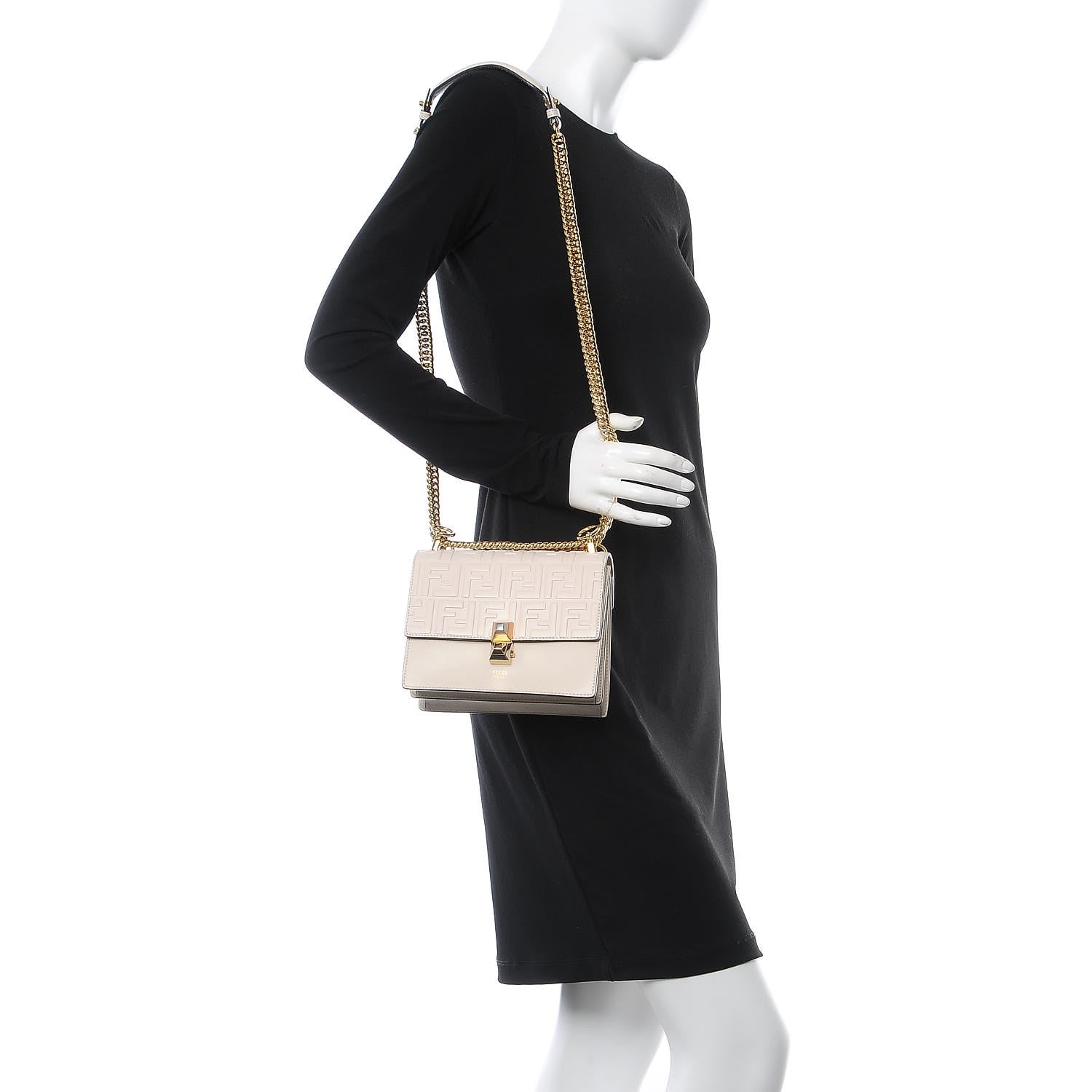 Fendi Vitello Liberty FF 1974 Embossed Small Kan I Shoulder Bag Camelia 2 of 9