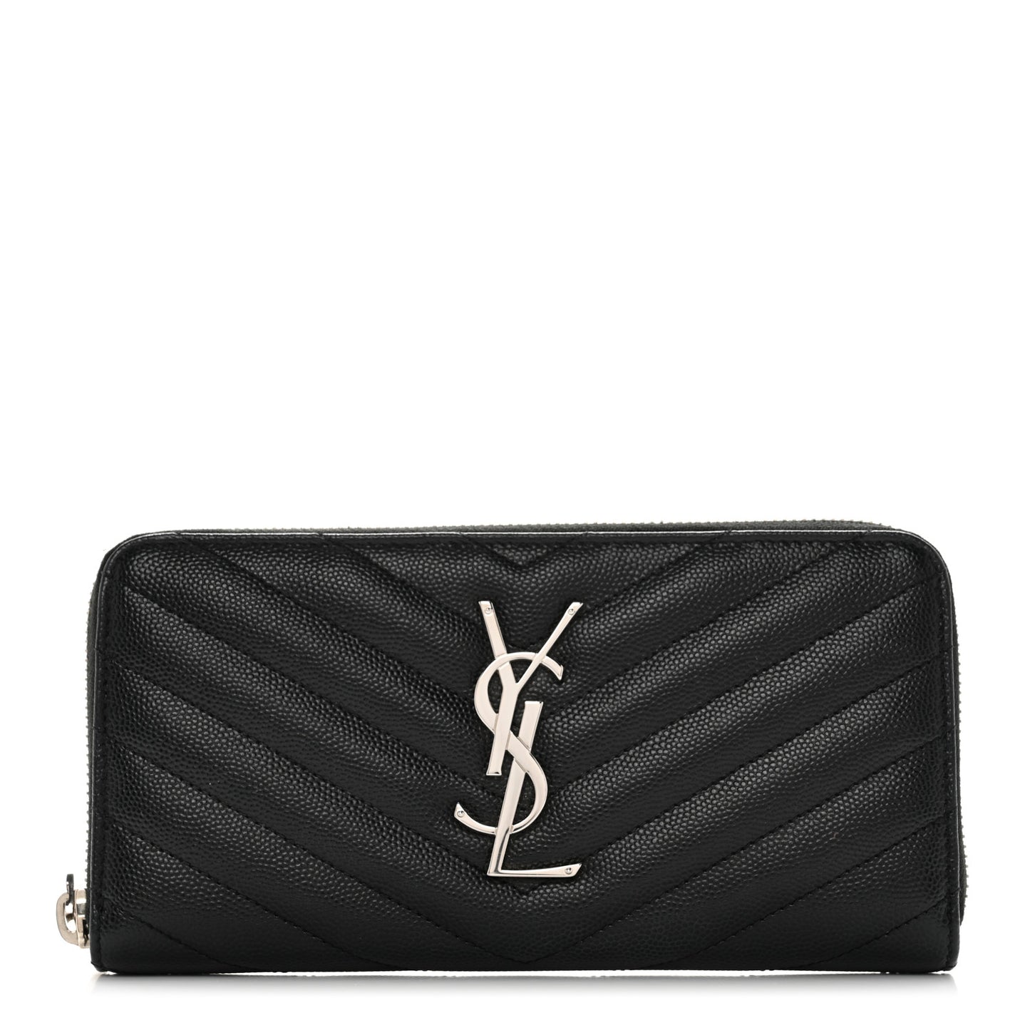 Grain De Poudre Matelasse Chevron Monogram Zip Around Wallet Black