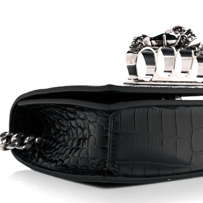 Alexander McQueen Crocodile Embossed Calfskin Knuckle Crossbody Black 8 of 9