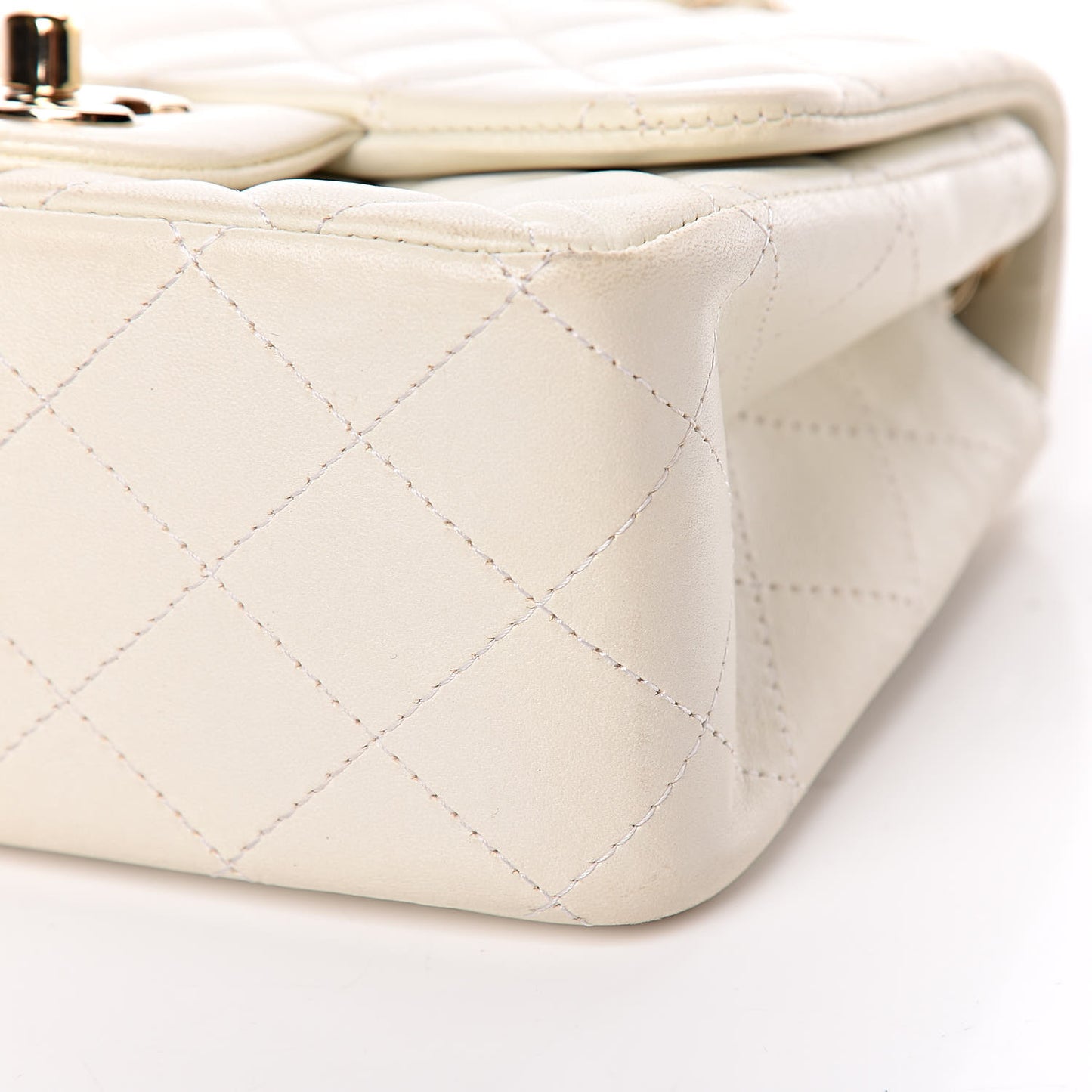 Lambskin Quilted Mini Square Flap White