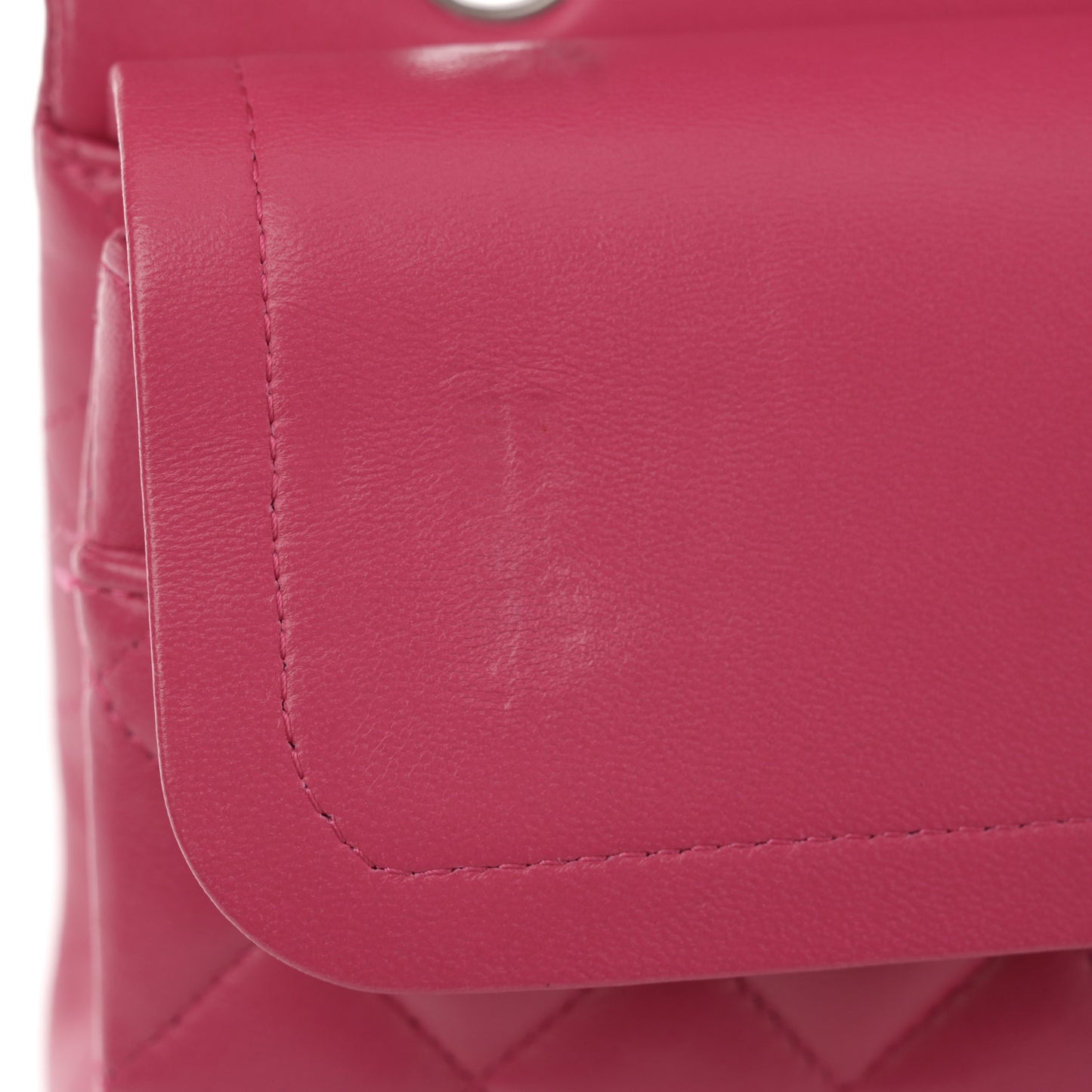 Lambskin Quilted Medium Double Flap Dark Pink