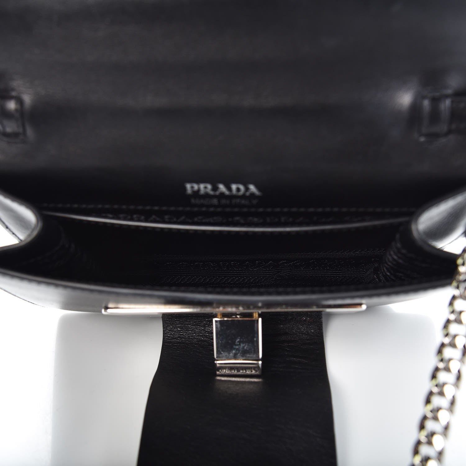 Prada City Calf Crystal Embellished Ribbon Bag Nero Black Jade 6 of 14