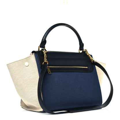Celine Smooth Calfskin Linen Medium Tri-Color Trapeze Navy Blue 3 of 9