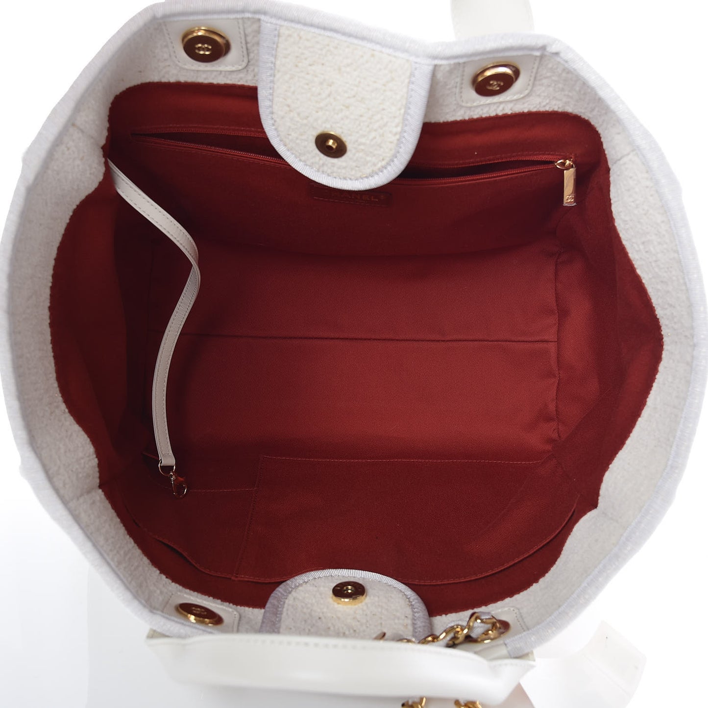 Lurex Boucle Medium Deauville Tote White