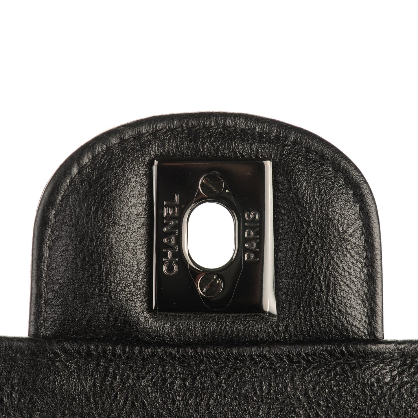 Crumpled Calfskin Quilted Mini Rectangular Flap So Black