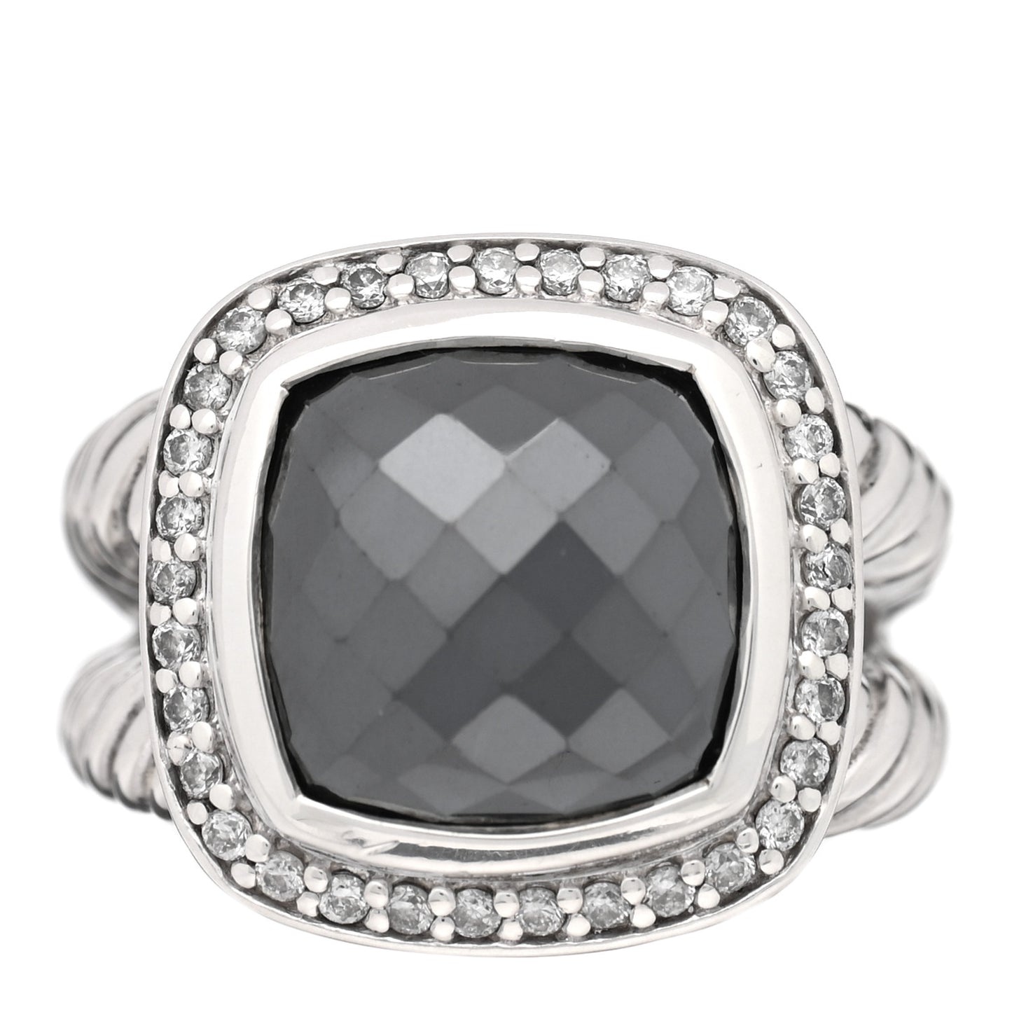 Sterling Silver Diamond Hematite 11mm Albion Ring 51 5.75