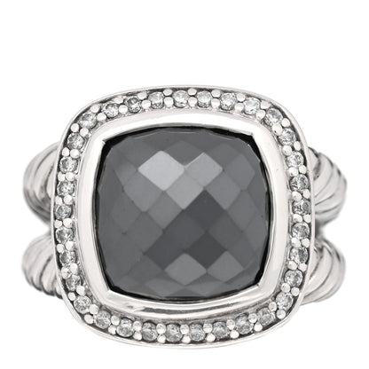 David Yurman Sterling Silver Diamond Hematite 11mm Albion Ring 51 5.75 1 of 4