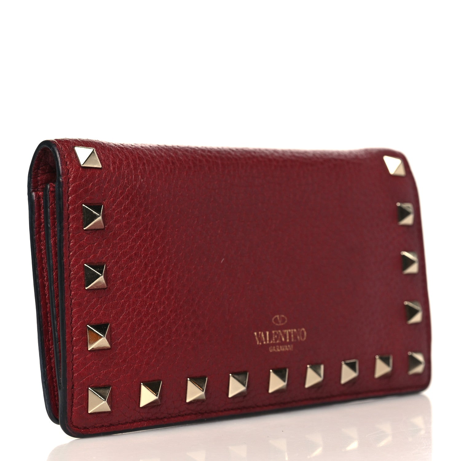 Valentino Garavani Grained Calfskin Rockstud Wallet Red 4 of 7