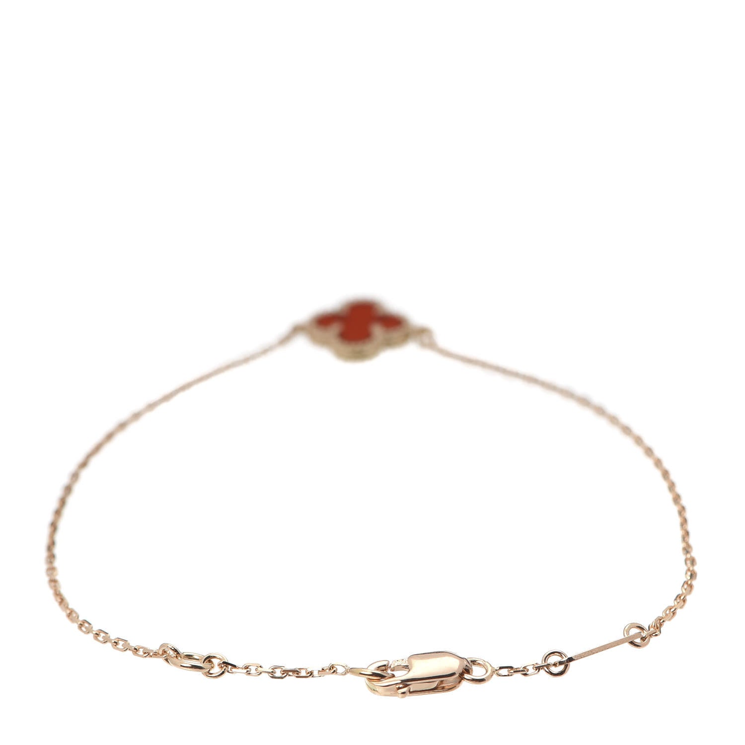 Van Cleef & Arpels 18K Rose Gold Carnelian Sweet Alhambra Bracelet 3 of 8