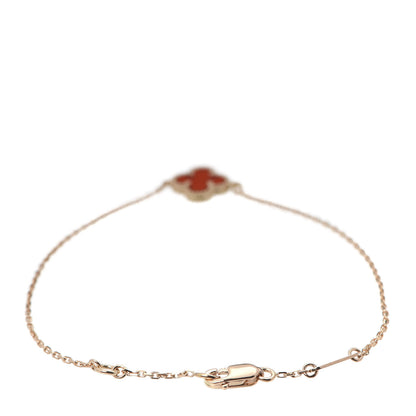 Van Cleef & Arpels 18K Rose Gold Carnelian Sweet Alhambra Bracelet 3 of 8