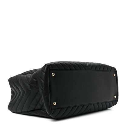 Chanel Caviar Chevron Large Coco Handle Shopping Tote Black 5 of 13