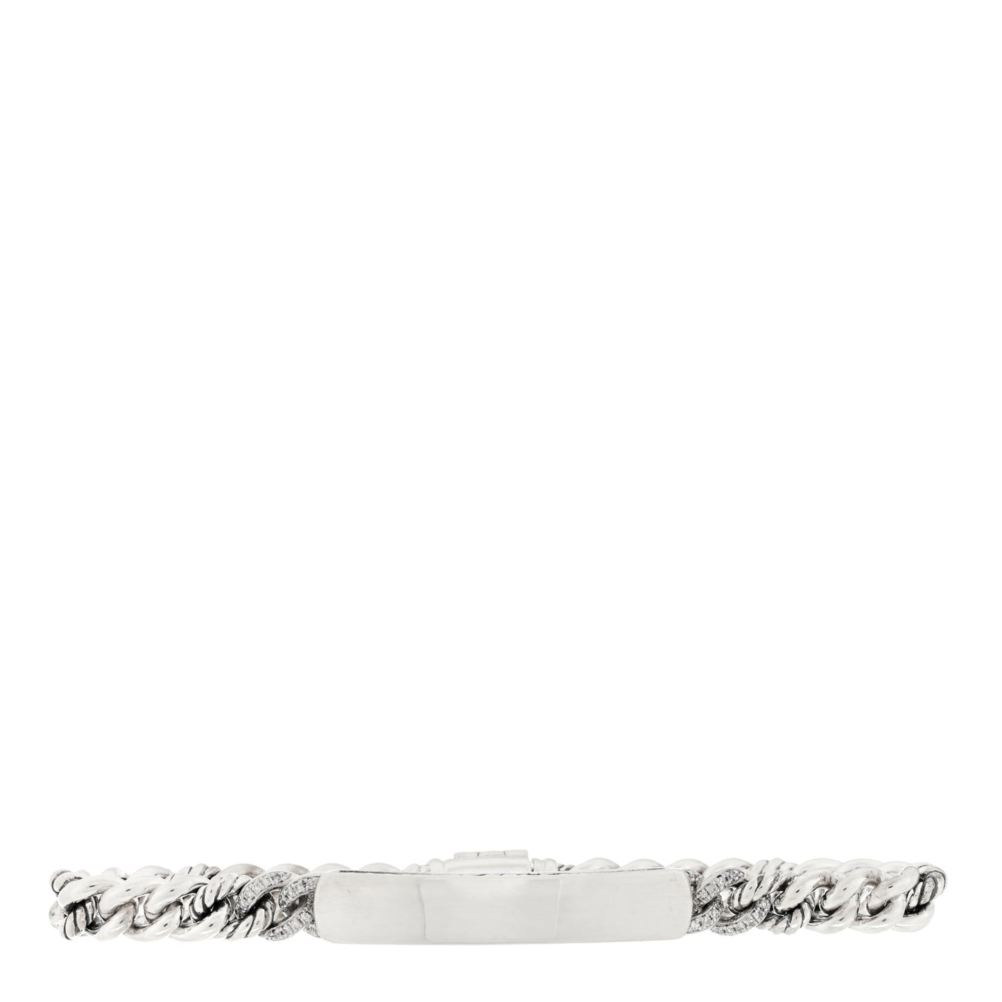 Sterling Silver Diamond 7mm Petite Pave Curb Link ID Bracelet