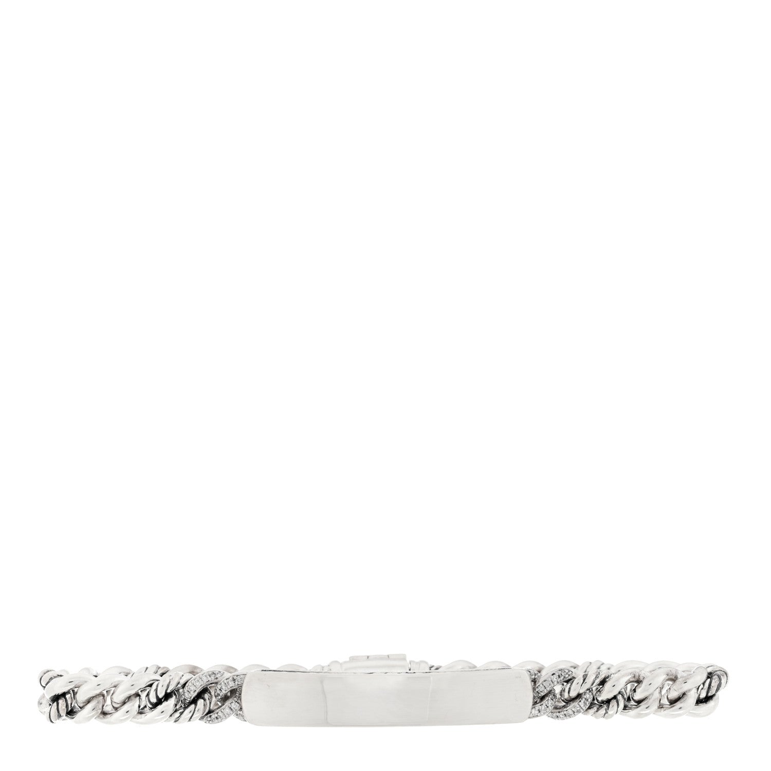 David Yurman Sterling Silver Diamond 7mm Petite Pave Curb Link ID Bracelet 1 of 3