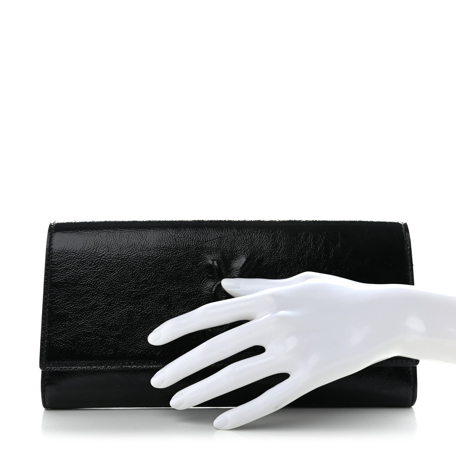 Saint Laurent Textured Patent Monogram Small Belle De Jour Clutch Black 2 of 7